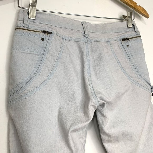 RARE STELLA MCCARTNEY Grey Blue Crop Pant w/ Retro Stitching Pockets Key Ring Sz - Picture 5 of 11